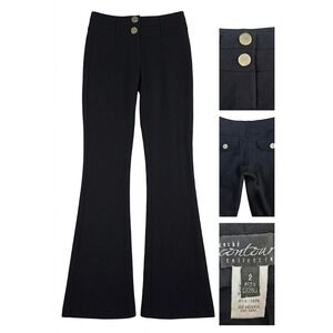Vintage Cache Contour Black Flare Pants Womens 2 Y2K Office Siren Low Rise
